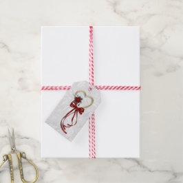 Romantisch Roos, Gold Heart en Red Ribbon Cadeaulabel