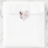 Romantisch Roos, Gold Heart en Red Ribbon Hart Sticker (Tas)