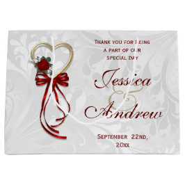 Romantisch Roos, Gold Heart en Red Ribbon Large Cadeautasje