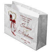 Romantisch Roos, Gold Heart en Red Ribbon Large Cadeautasje (Voorkant Gekanteld)