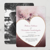 Romantisch Roos Gold Heart Theme Wedding Kaart (Voorkant / Achterkant)