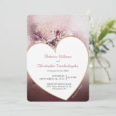 Romantisch Roos Gold Heart Theme Wedding Kaart (Staand voorkant)