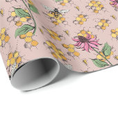 Romantisch Roos Gold Queen Bee, Honingraat & Bloem Cadeaupapier (Rol Hoek)