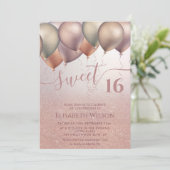 Romantisch Roos goud glittery ombre ballon foto I Kaart (Staand voorkant)