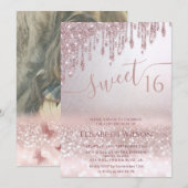 Romantisch Roos goud glittery ombre vlinder foto Kaart (Voorkant / Achterkant)