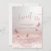 Romantisch Roos goud glittery ombre vlinder foto Kaart (Voorkant)