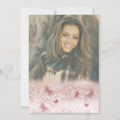 Romantisch Roos goud glittery ombre vlinder foto Kaart (Achterkant)