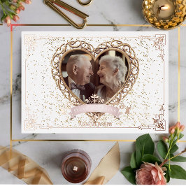 Romantisch Roos Goud Jubileum Folie Uitnodiging