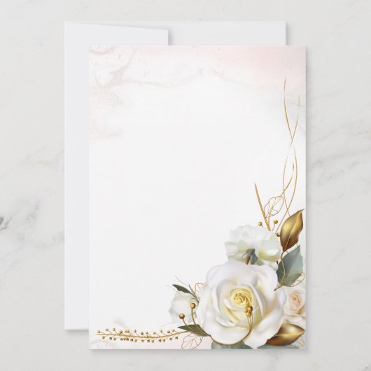 Romantisch Roos Gouden Bloemen Huwelijk Kaart (Achterkant)