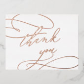 Romantisch Roos Gouden Folie Bruiloft Dank u Kaart (Voorkant)