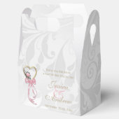 Romantisch Roos, Gouden Hart & Roze Lint Bedankdoosjes (Geopend)