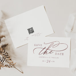 Romantisch Roos Gouden Kalligrafie QR Code Horizon Save The Date