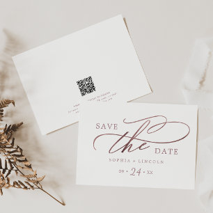 Romantisch Roos Gouden Kalligrafie QR Code Horizon Save The Date