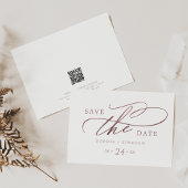 Romantisch Roos Gouden Kalligrafie QR Code Horizon Save The Date