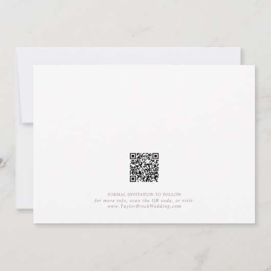 Romantisch Roos Gouden Kalligrafie QR Code Horizon Save The Date (Achterkant)