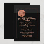 Romantisch Roos Gouden Monogram Trouwen Verloving Kaart (Voorkant / Achterkant)