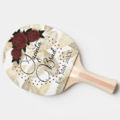 Romantisch Roos gouden veren bruiloft Tafeltennisbatje (Zijkant)