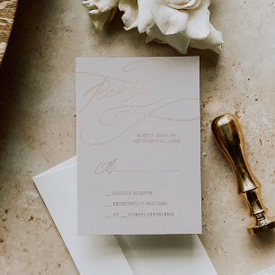 Romantisch Roos goudfolie Blush Simple RSVP-kaar Folie Uitnodiging Briefkaart