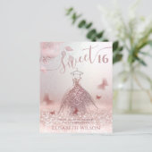 Romantisch Roos goudglitter ombre jurk vlinder (Staand voorkant)