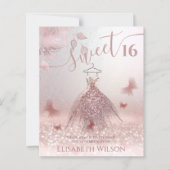 Romantisch Roos goudglitter ombre jurk vlinder (Voorkant)