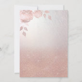 Romantisch Roos goudglitterjurk rozen Uitnodiging (Achterkant)