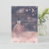 Romantisch Roos goudglitterjurk voor hemelse kledi Kaart (Staand voorkant)