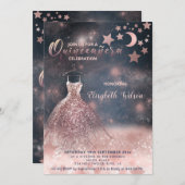 Romantisch Roos goudglitterjurk voor hemelse kledi Kaart (Voorkant / Achterkant)