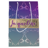 Romantisch Roos Hoorten met naam Verloop Paars Medium Cadeauzakje (Voorkant)