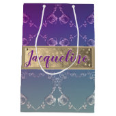 Romantisch Roos Hoorten met naam Verloop Paars Medium Cadeauzakje (Achterkant)