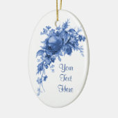Romantisch  Roos in blauw Keramisch Ornament (Links)