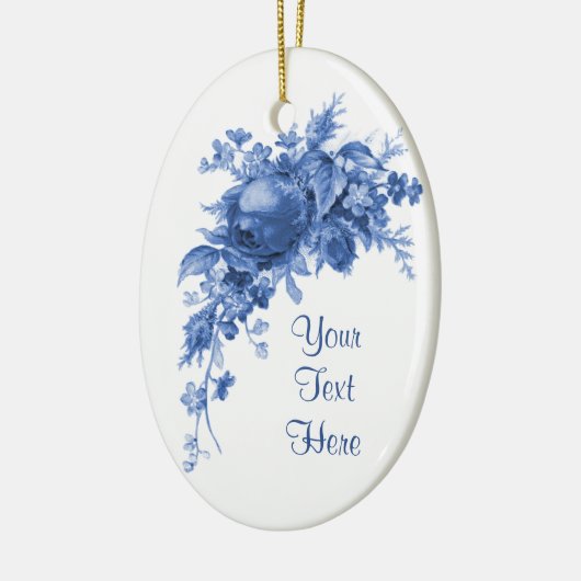 Romantisch  Roos in blauw Keramisch Ornament (Links)