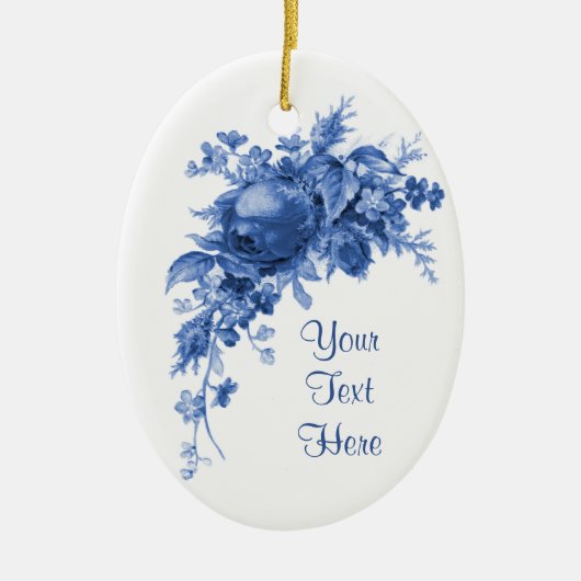 Romantisch  Roos in blauw Keramisch Ornament (Voorkant)