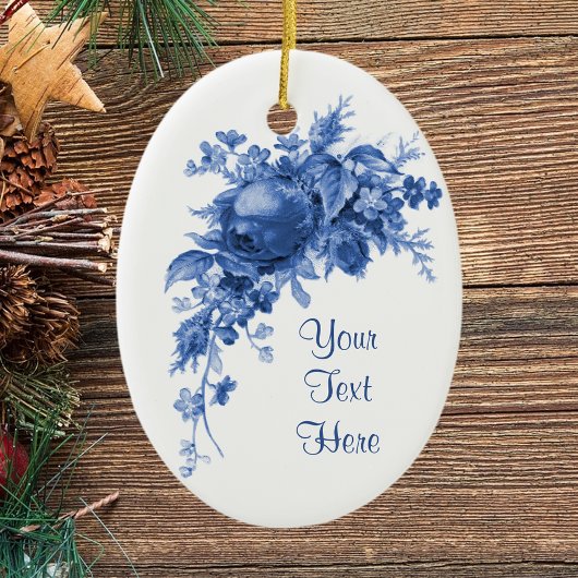 Romantisch  Roos in blauw Keramisch Ornament