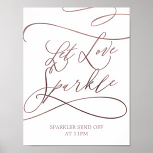 Romantisch roos kalligrafie Laat liefde fonkelen b Poster