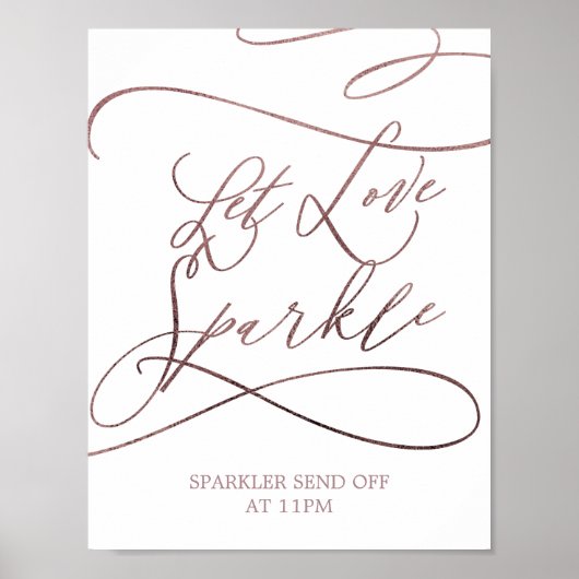 Romantisch roos kalligrafie Laat liefde fonkelen b Poster (Voorkant)