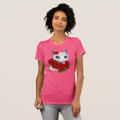 Romantisch Roos Kat Roze dunne T-shirt met mei Yu (Voorkant volledig)