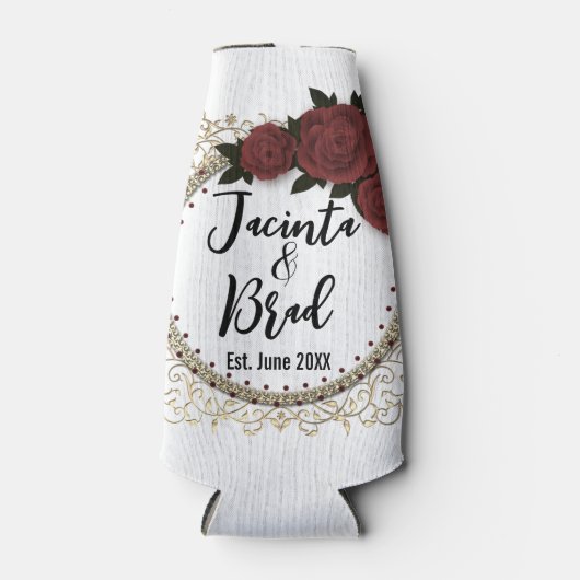 Romantisch Roos krans bruiloft gepersonaliseerd Flesjeskoeler (Voorkant)