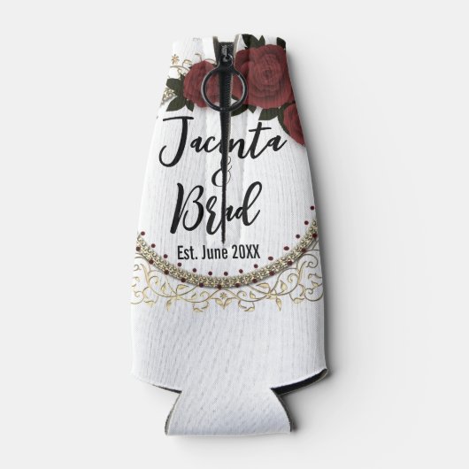 Romantisch Roos krans bruiloft gepersonaliseerd Flesjeskoeler (Achterkant)