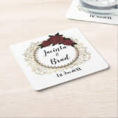 Romantisch Roos krans bruiloft gepersonaliseerd Kartonnen Onderzetters (Schuin)