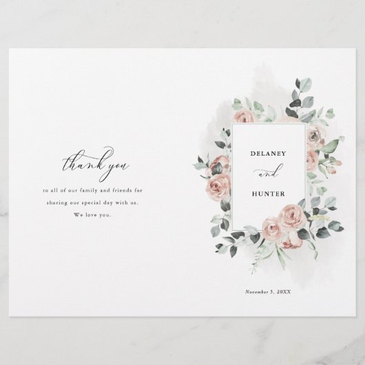 Romantisch Roos Lijst Elegant Bruiloft Papier Prog Flyer (Voorkant)