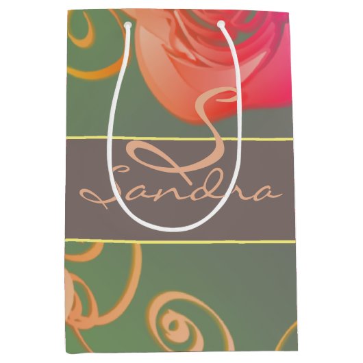 Romantisch Roos met naam Medium Cadeauzakje (Voorkant)