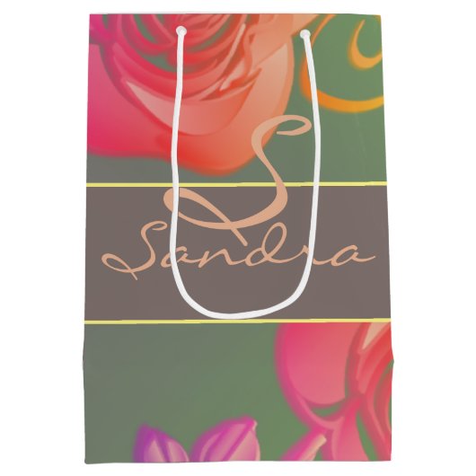 Romantisch Roos met naam Medium Cadeauzakje (Achterkant)