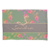 Romantisch Roos Monogram Kussensloop (Voorkant-Links)