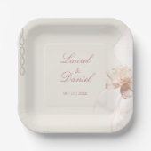 Romantisch Roos Papier Borden Papieren Bordje (Voorkant)