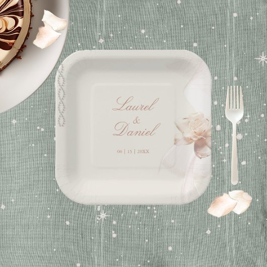 Romantisch Roos Papier Borden Papieren Bordje