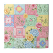 Romantisch Roos Patchwork Patroon Tegeltje (Voorkant)