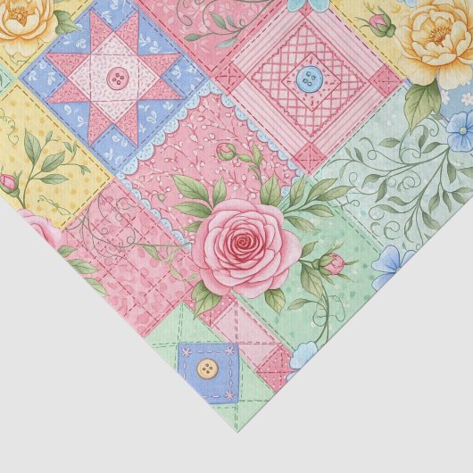Romantisch Roos Patchwork Patroon Tissuepapier (Detail)