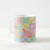Romantisch roos patchworkpatroon koffiemok (Voorkant links)