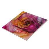 Romantisch Roos Perzik Rood Roze Goud Bloemen Lief Tegeltje (Zijkant)