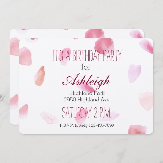 Romantisch Roos Petals verjaardag Kaart (Voorkant / Achterkant)